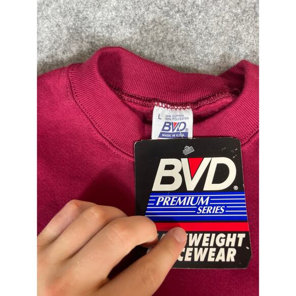 VTG 90s BVD Premium Series Sweatshirt Mens Large Red Heavyweight Fleecewear NWT - Picture 5 of 5